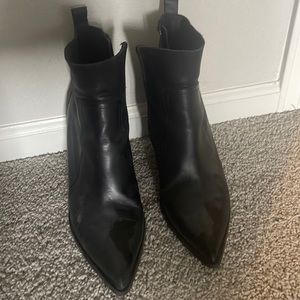 Black leather western style booties